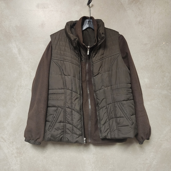 Cg.l.cg Chocolate Brown Puffer Vest With Reversible Under Jacket Size La… - Picture 4 of 13